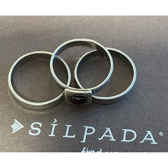 NEW- Silpada R0949 Garnet Stackable Ring Set Size 9 - Picture 4 of 6